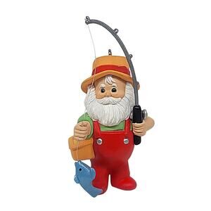 Vintage 1988 Hallmark Christmas Ornament Santa Claus Gone Fishing - CL65